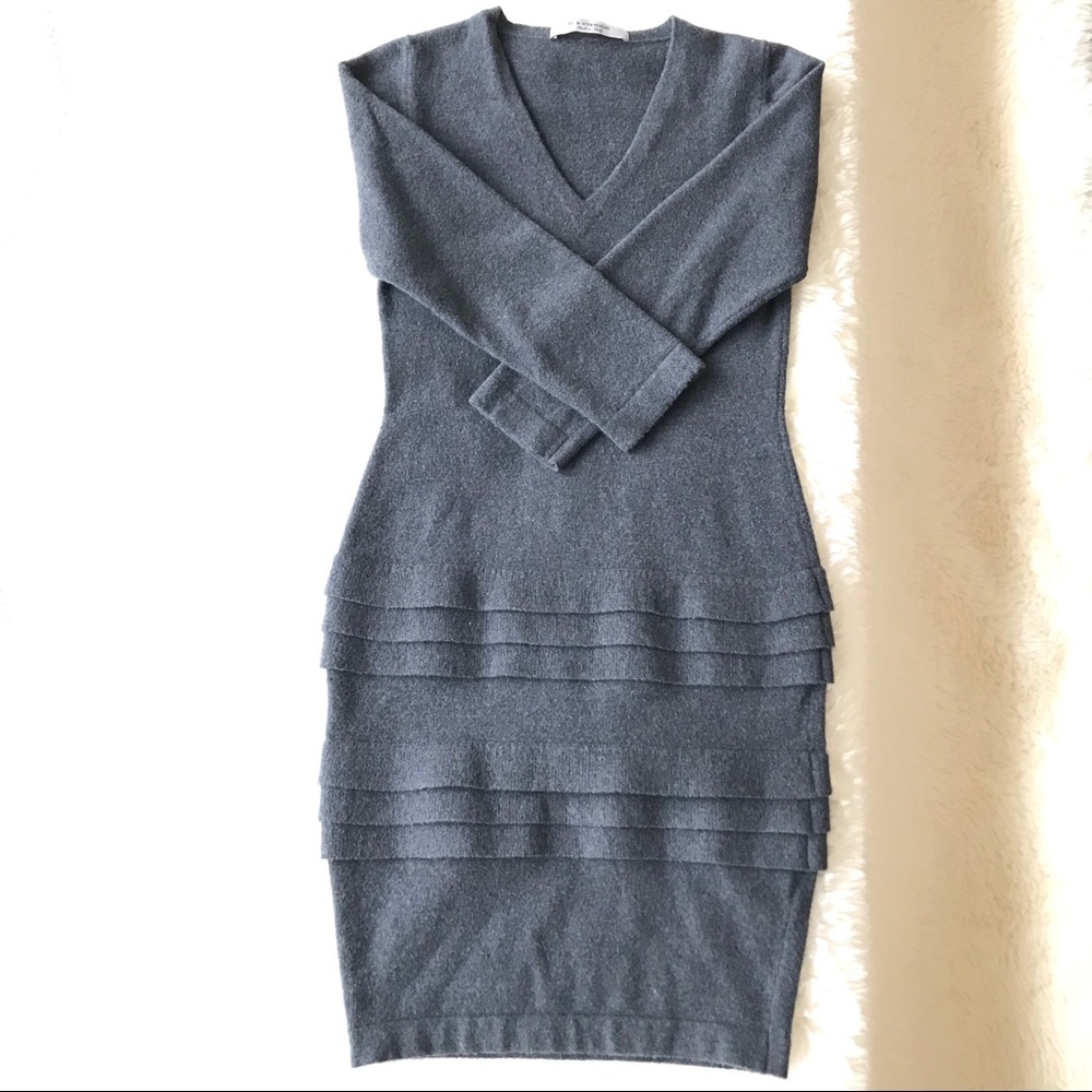 D. EXTERIOR Wool Angora 3/4 Sleeve Dress